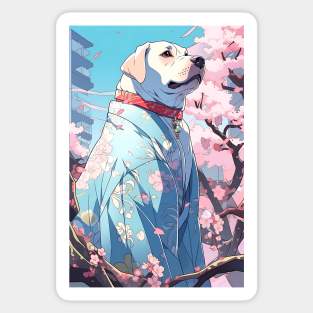 Cute Dog wearing a Kimono - Anime Wallpaper Sticker